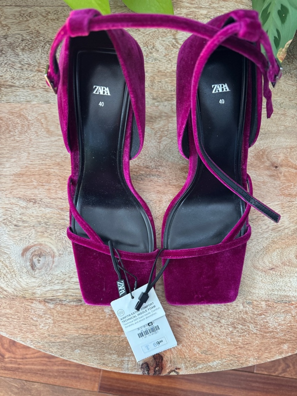 Zara Fuchsia Velvet Platform Sandals with Ankle Strap